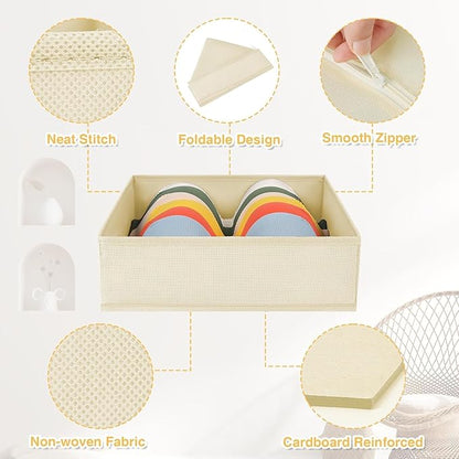 DIMJ Drawer Organizer Clothes 12 Pack - Foldable Baby Organizers and Storage & Dresser Organizer for Bedroom, Closet - Nursery Organization Dresser Dividers for underwear, Sock,Bra, Belt, Tie, Beige - Image 2