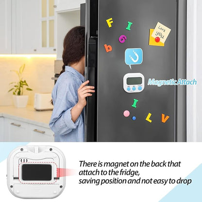 Weewooday 2 Pcs Digital Kitchen Timer Magnetic Timer Bulk On/Off Switch Minute Second Count up Countdown Loud Alarm for Exercise Cook Baking (White) - Image 5