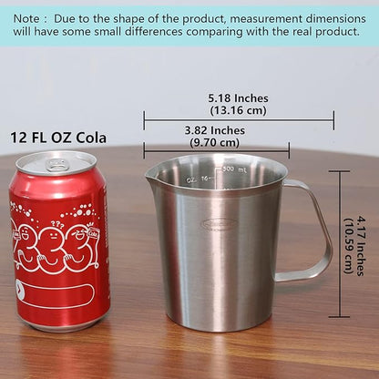 Newness Stainless Steel Measuring Cup, Metal Measuring Cup with Handle (Upgraded, 3 Marking Including Cup/ML/Ounce Scale), 16 Ounces (0.5 Liter, 2 Cup) - Image 7