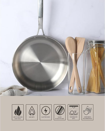 Martha Stewart Castelle Large 12" Stainless Steel Frying Pan Non Toxic Fry Pan Skillet - Image 6