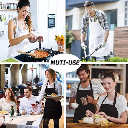 4 Packs Chef Apron, Waterproof Apron, Adjustable Aprons with 2 Pockets for Men Women, Professional Aprons for Kitchen Cooking Gardening Painting Baking Restaurant (White) - Image 7