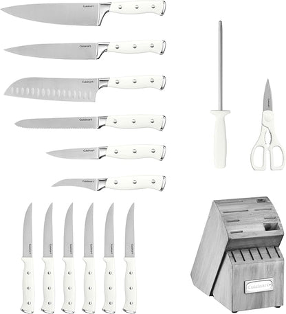 Cuisinart 15-Piece Knife Set with Block, High Carbon Stainless Steel, Forged Triple Rivet, Natural/Gray C77WTR-15PG - Image 2