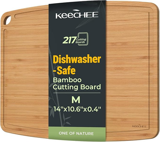 Keechee Dishwasher Safe Bamboo Cutting Board, Lightweight & Durable Wood Cutting Board, Reversible with Juice Groove, Easy to Store & Clean, Ideal Kitchen Gift for Home Cooks