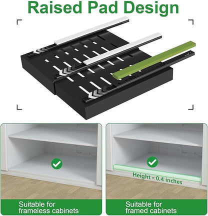 PAKETA 1 Pack Expandable Pull Out Cabinet Organizer, 21'' Deep Pull Out Drawers for Cabinets, Upgrade 3 Slide Rails Sliding Drawers for Cabinet with Adhesive Nano Film (Black) - Image 4