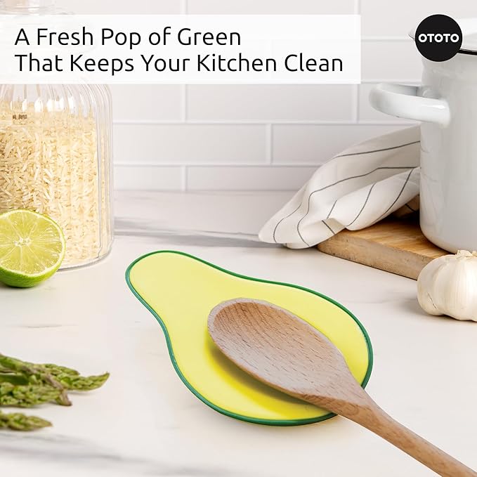 OTOTO Avocado Spoon Rest for Stove Top - Silicone Spoon Rest for Kitchen Counter, for Ladles, Tongs, Spatula Funny Cool Cute Kitchen Gifts Gadgets Accessories - Image 6