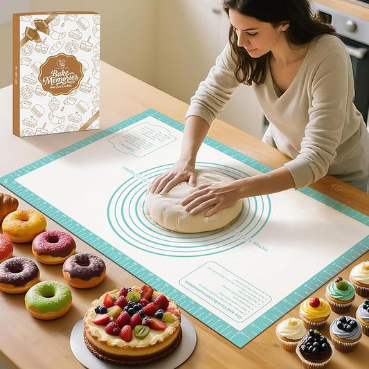 Silicone Pastry Mat for Dough Rolling, Silicone Baking Mat with Measurement, Nonslip Fondant/Pie Crust Mat for Making Cookies Macarons Baking Tools 32 x 24 Inch by MimekitchenKitchenHelper