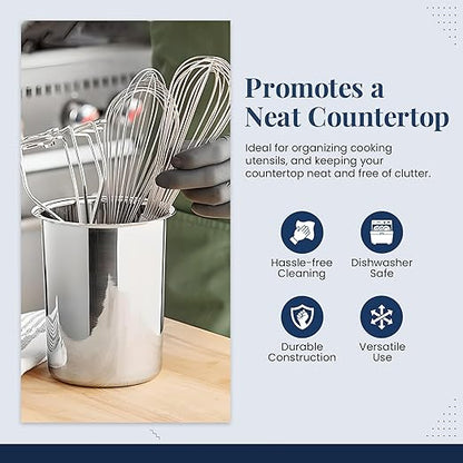 OCS Parts 6.75-Inch Kitchen Utensil Holders | Set of 3 | Stainless Steel Dishwasher Safe Kitchen Countertop Organizers - Image 6