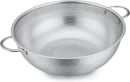 P&P CHEF Stainless Steel Colander, Micro-Perforated Food Strainer with Handle for Washing Draining, Great for Pasta Fruits Vegetables, Dishwasher Safe & Healthy, 5 Qt, 1Pc by PPCHEF