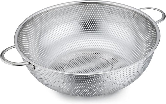 P&P CHEF Stainless Steel Colander, Micro-Perforated Food Strainer with Handle for Washing Draining, Great for Pasta Fruits Vegetables, Dishwasher Safe & Healthy, 5 Qt, 1Pc by PPCHEF