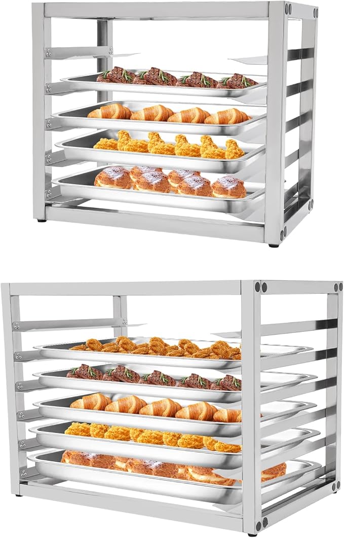 5 Tier Bun Pan Rack, Aluminum Bakery Rack for Half or Full Sheets, Commercial Dough Pizza Baking Tray Racks, Storage Cooling Rack, Bread Baking Equipment For Home Restaurant Kitchen (5 Tier)