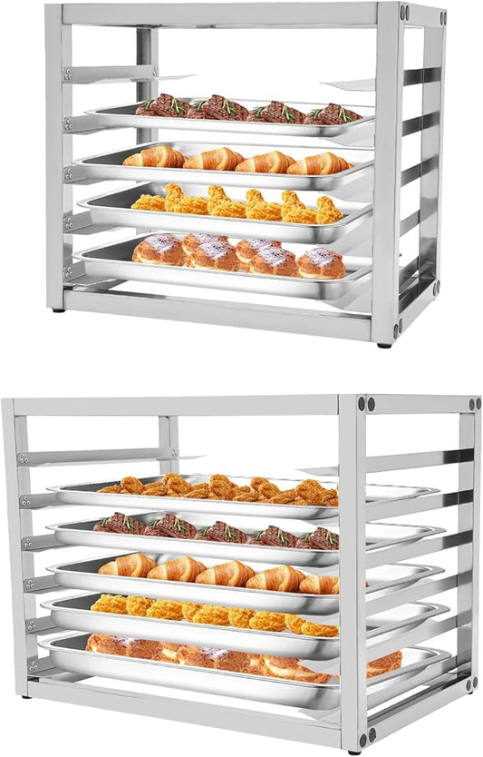 5 Tier Bun Pan Rack, Aluminum Bakery Rack for Half or Full Sheets, Commercial Dough Pizza Baking Tray Racks, Storage Cooling Rack, Bread Baking Equipment For Home Restaurant Kitchen (5 Tier)