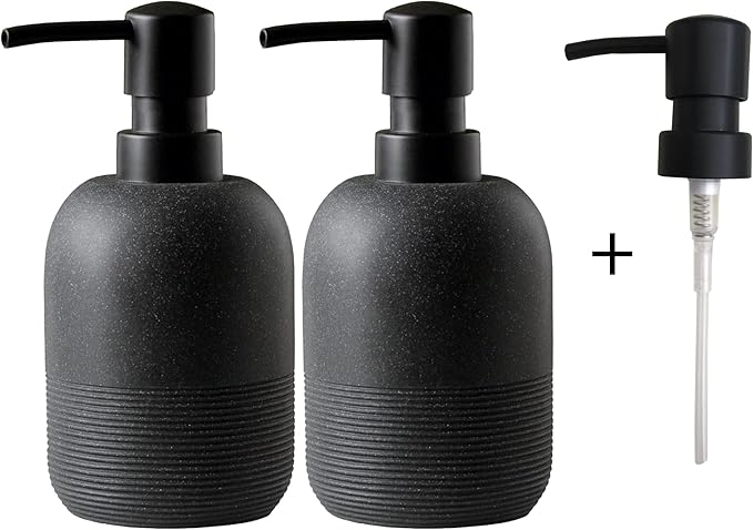 GalDal Matte Black Soap Dispenser Sets with Pump,Hand Soap and Lotion Dispenser for Bathroom Countertop,Morden Soap Dispenser for Kitchen-10.6oz. - Image 8