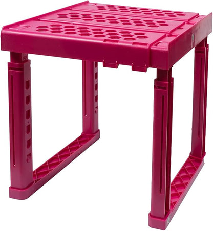 Piffny Locker Organizer Shelf， Adjustable Width and Height, Stackable, Ideal Locker Shelf for School, Office, Gym Lockers, or Even Kitchen Cabinets & Under Sink Organization (Magenta)