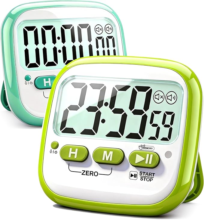Antonki 2 Pack Classroom Timers for Kids Teachers, Magnetic Countdown Digital Kitchen Timer for Cooking, Study, Exercise, Games, Time Mangement - Loud/Silent Mode - Battery Included by Antonki