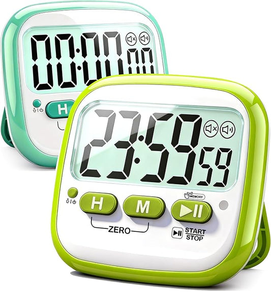 Antonki 2 Pack Classroom Timers for Kids Teachers, Magnetic Countdown Digital Kitchen Timer for Cooking, Study, Exercise, Games, Time Mangement - Loud/Silent Mode - Battery Included by Antonki