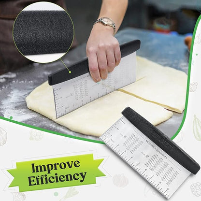 HULISEN Large Bench Scraper for Baking, 10 inch Dough Pastry Scraper with Measuring Scale, Stainless Steel Cake Scraper, Pizza Cutter, Food Chopper, Bread Separator Knife - Image 4