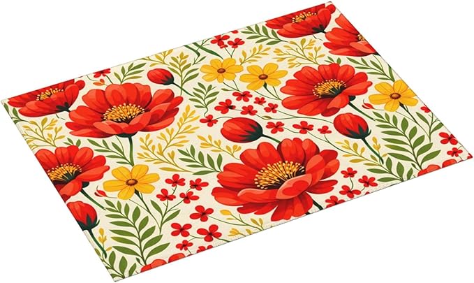 Watercolor Flower Dish Drying Mat For Kitchen Counter Absorbent Large Kitchen Fast Dry Pad Reusable Washable Protector Rack Large Mat 18 X 24
