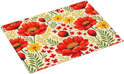 Watercolor Flower Dish Drying Mat For Kitchen Counter Absorbent Large Kitchen Fast Dry Pad Reusable Washable Protector Rack Large Mat 18 X 24