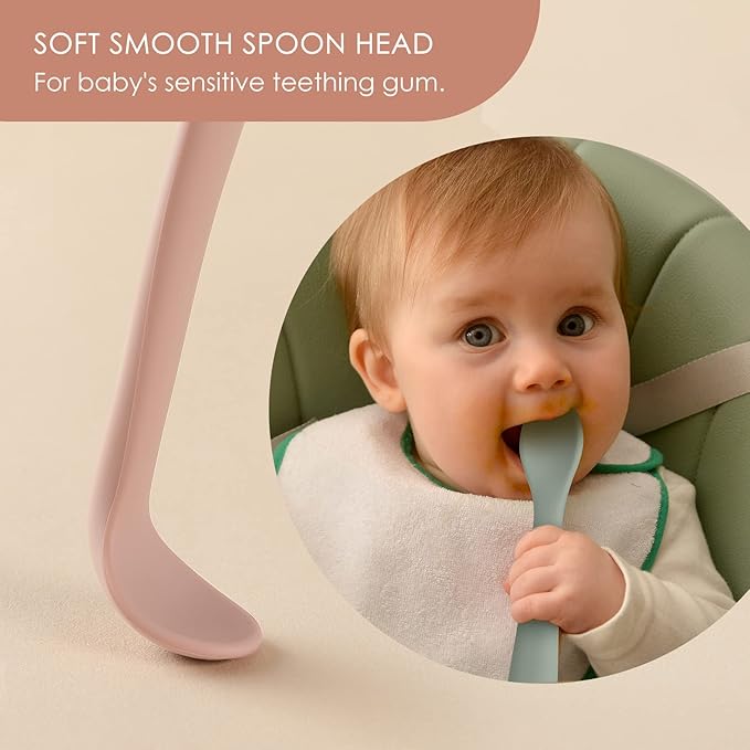 6-Piece Silicone Baby Feeding Spoons, First Stage Infant Spoons, Soft-Tip Easy on Gums I Baby Training Spoon | Infant Utensils Feeding Supplies, Dishwasher & Boil-proof - Image 3