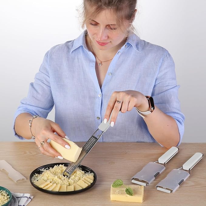 Cambom Cheese Grater Citrus Zester Lemon Zester Pack of 3-304 Stainless Steel - A Sharp Tool for Parmesan Cheese, Ginger, Garlic, Nutmeg, Chocolate, Vegetables，Fruits，Dishwasher Safe Clear - Image 6