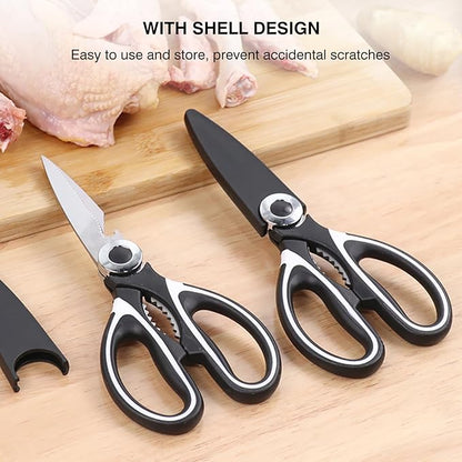 NileHome Kitchen Scissors, Stainless Steel Scissors All Purpose Heavy Duty, Kitchen Scissors for Food Dishwasher Safe, Kitchen Shears for Kitchen Meat Chicken Fish Poultry Herb Bread (Black White) - Image 6