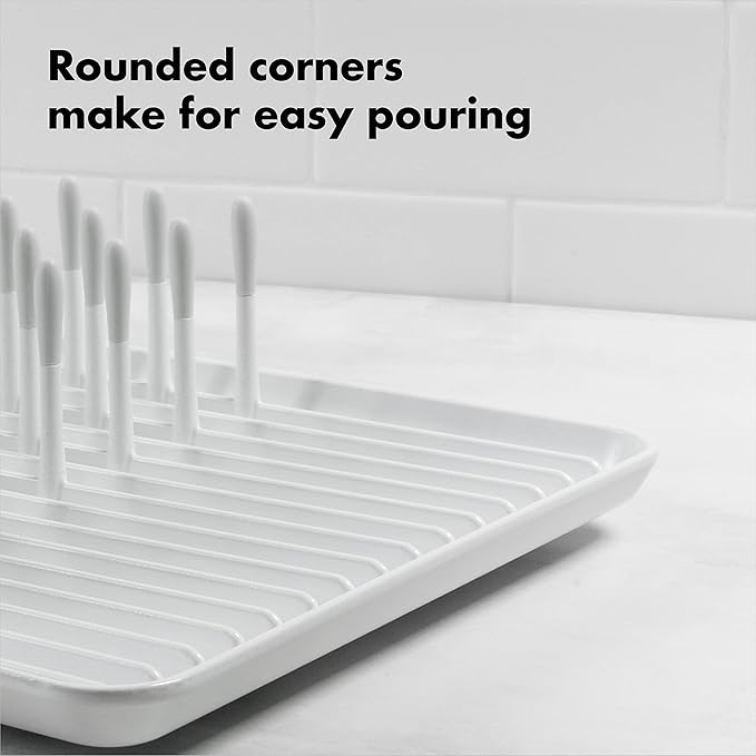 OXO Good Grips Compact Dish Rack Biscuit | For Dishware | 13-3/4 x 10-3/8 x 3-1/2 Inch | Non-Skid Feet | Pack of 4 - Image 5