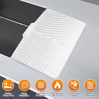 Silicone Dish Drying Mat for Kitchen Counter, Dish Drying Pad, Non-Slip Drain Pad with Built-in Drain, Heat Resistant Stone Drying Mat - Image 5