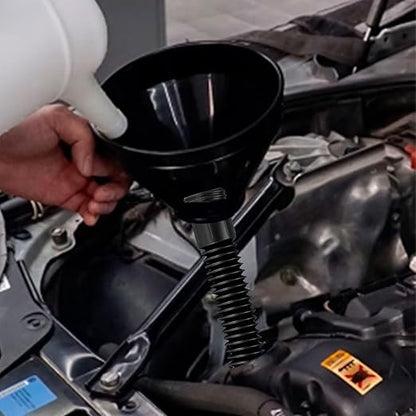 Oil Funnel for Automotive Use, Plastic Oil Change Funnels Set Large Flexible Fuel Funnel with Long Hose and Filter Bendable Wide Mouth for Car Motorcycle Boat Bottle Water Gasoline (7PCS)