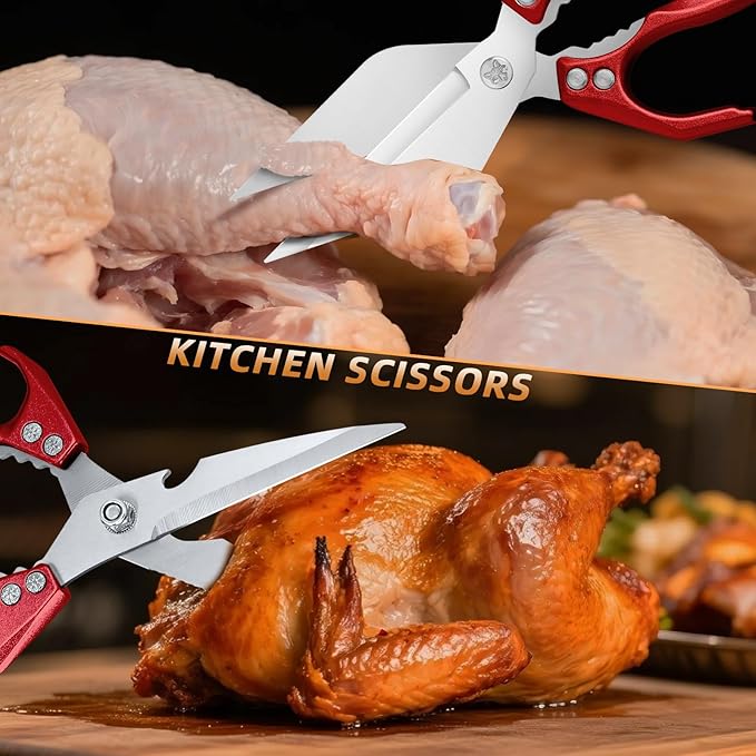 Kitchen Scissors Set Upgraded - Heavy Duty Stainless Steel Kitchen Shears, Sharp Poultry Scissors for Meat, Chicken Bones, and Turkey, Dishwasher Safe - Image 4