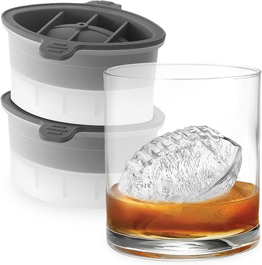 Tovolo Football Ice Cube Mold Pack of 2 Large Craft Ice Molds for Whiskey Bourbon Cocktails Drinks, Dishwasher Safe BPA Free Silicone Ice Mold Football Themed Gifts for Fans, Coaches, Men