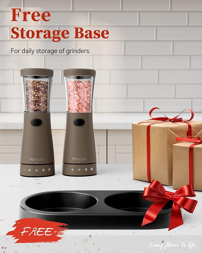 Electric Salt and Pepper Grinder Set with Storage Base, Stainless Steel Rechargeable Salt and Pepper Grinder Set with 4.5 oz Large Capacity, 1.8" Wide Mouth, Adjustable Coarseness, Ideal for Kitchen - Image 9