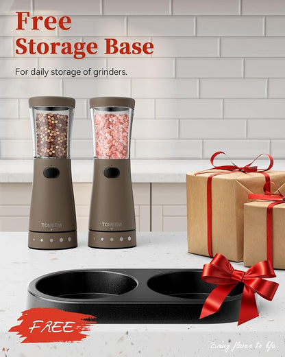 Electric Salt and Pepper Grinder Set with Storage Base, Stainless Steel Rechargeable Salt and Pepper Grinder Set with 4.5 oz Large Capacity, 1.8" Wide Mouth, Adjustable Coarseness, Ideal for Kitchen - Image 9