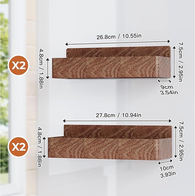 Mystozer Magnetic Spice Rack for Refrigerator, Kitchen Organizer and Storage Shelf, Wood Red (4 Pack)… - Image 7