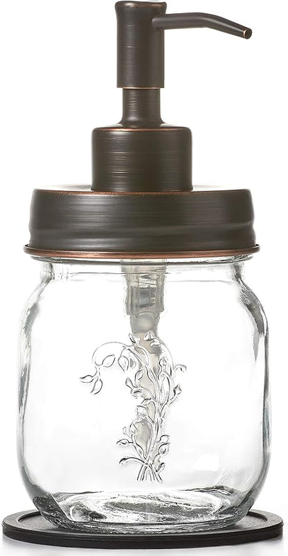 12oz Mason Jar Oil Rubbed Bronze Soap and/or Lotion Dispenser for Hand Sanitizer; Petite, Cute and Compact Liquid Soap or Hand/Body Lotion Refillable Dispenser (Oil Rubbed Bronze, Single 12oz)