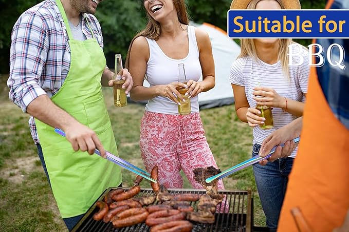 JETKONG 2 Pcs 18 Inch (45cm) Stainless Steel Grill Tongs Heavy Duty Giant Tweezer Tongs, Extra Large Tweezers Tools for Cooking, Grilling, BBQ and Turning Food (Rainbow) - Image 6