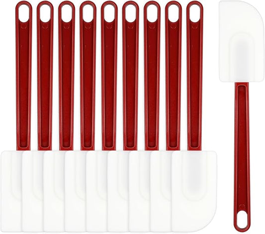 10 Pcs 10 Inch Flexible Rubber Spatulas, Silicone Spatula Set, Commercial Grade Silicone Spatulas Heat Resistant, Non Stick Soft Rubber Scraper for Kitchen Cooking Mixing Frying Spreading Baking
