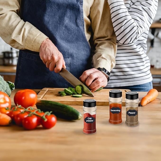 Ysglory 36 Pack 3 Oz Plastic Spice Jars Bottles Empty Seasoning Bottles Containers Small Clear Spice Shaker and Stickers with Black Cap for Storing Spices, Salt, Herbs - Image 3