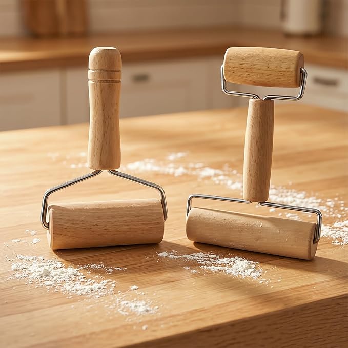 Small Wooden Rolling Pin for Dough Mini Dough Roller with Double Handles Non Stick Pizza Rolling Pin for Baking Pastry Tortilla Cookie Dumpling(2PCS) - Image 8