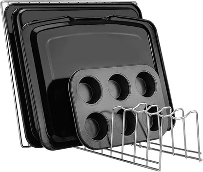 Pot Lid Organizer, Kitchen Pot Lid Rack Holder, Rest Cutting Board, Baking Sheet, Pots & Pans, Serving Trays, Stainless Steel (Silver, 2) - Image 4