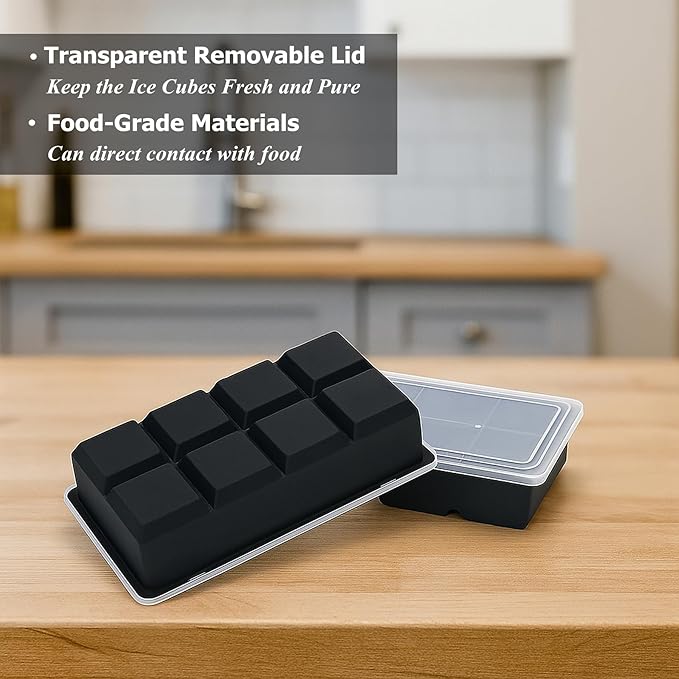 Bangp Large Ice Cube Tray for Whiskey,2 Pack Stackable Big Ice Cube Molds Make 16 Big Whiskey Ice Cubes,Easy Release Square Ice Cube Maker for Cocktails,Whiskey,Soups and Frozen Treats - Image 9