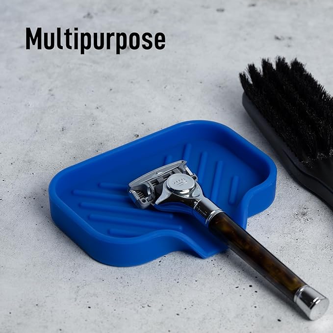 Zulay Kitchen Small Silicone Sponge Holder (4.9x3.3”) – Space-Saving Sink Organizer Tray for Sponge, Soap, Brush & More – Compact Non-Slip Dish for Kitchen & Bathroom (Turkish Sea) - Image 5