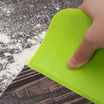 Suanyok Dough Scraper Bowl Scraper Bread Cream Cake Pizza Cutter Bench Scraper- Flexible Plastic Multi-Function Kitchen tools, 2 Piece White-Green - Image 5
