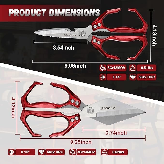 Dream Reach Kitchen Shears Set - Heavy Duty Kitchen Scissors for Food with Ergonomic Handle, Poultry Shears for Chicken, Meat, Seafood, Bone Cutting, Gifts for Men Women