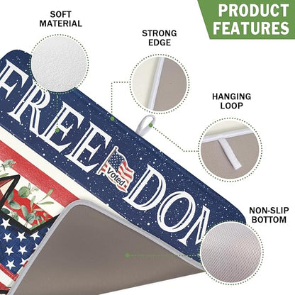 4th of July Dish Drying Mat 18x16 Inch, Patriotic Drying Mat with Absorbent Reversible Microfiber, Independence Day Dish Drainer Mats Memorial Day Rack Pad for Coffee Countertop Kitchen Protector