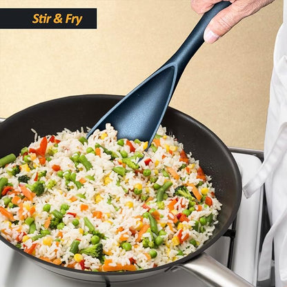 Silicone Spatula Spoon, Great for Both Cooking and Serving Durable BPA-Free Matte Black Silicone, Seamless Design, Safe for Nonstick Cooking Surfaces, 2-Pcs, Black - Image 6