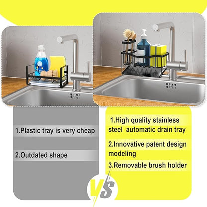Fssvcd Maifan Sink Caddy Sponge Holder for Kitchen with Brush Holder and Stainless Steel Self Drain Tray, Rustproof Kitchen Sink Organizer for Sponge, Soap Dispenser Storage Accessories - Image 4