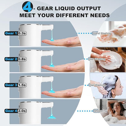 2 Pack Automatic Soap Dispenser: 13.52oz/400ml Wall Touchless Liquid - 4-Level Adjustable Modern Electric Hand Soap Dispenser - Kitchen Bathroom Kids Family White - Image 4