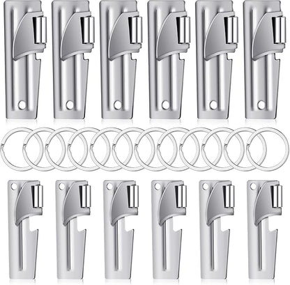 P-38 and P-51 Military Style Can Openers with Key Rings Stainless Steel Camping Can Opener Portable for Kitchen Travel Camping Survival(12 Set)