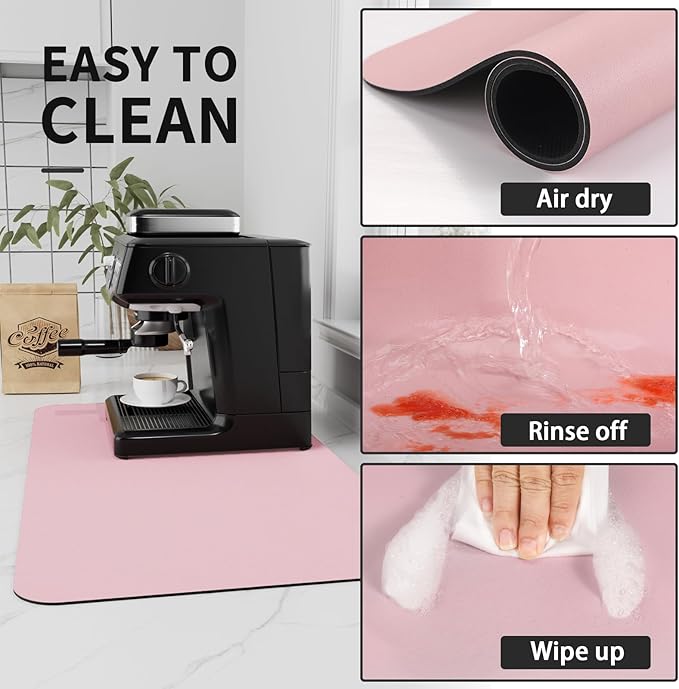 HotLive Coffee Mat - Absorbent Hide Stain Rubber Backed Dish Drying Mat for Kitchen Counter - Bar Mats for Countertops Accessories Fit Under Coffee Maker Espresso Machine - Image 4