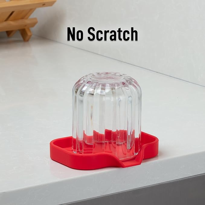 Zulay Kitchen Small Silicone Sponge Holder (4.9x3.3”) – Space-Saving Sink Organizer Tray for Sponge, Soap, Brush & More – Compact Non-Slip Dish for Kitchen & Bathroom (Red) - Image 7